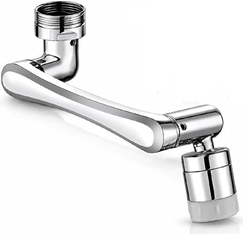 Aluminum Faucet Extender Adapter, Silver, Swivel Outlet, Integrated Aerator, Threaded Attachment, for Kitchen and Bathroom Sinks
