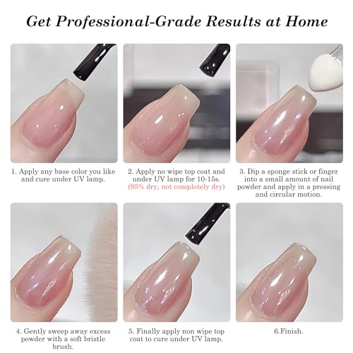 White Pearl Chrome Nail Powder for Gel Nails Clear Glazed Donut Mirror Effect High Gloss Nail Glitter Pigment Powder, Moonlight Unicorn Nail Chrome Powder for Nail Gel Polish Design 1g