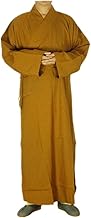 Disfraz del templo Shaolin, túnica Zen, Vestido largo tradicional chino Templo Shaolin Zen Budista Meditación Monje Túnica Traje de Kung Fu, Túnica de monje