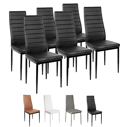 THINFAR - Juego de 2/4/6 sillas para comedor, sillas de comedor modernas, varios colores (negro/6)