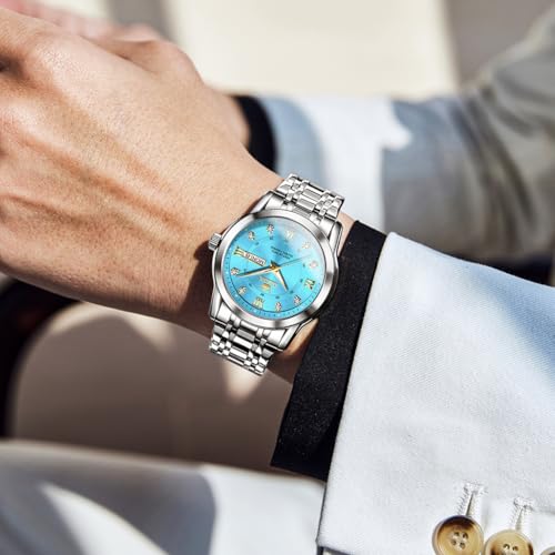 Image of OLEVS Men Watch Business Dress Diamond Luxury Watch Luminous Easy to Read Date Waterproof Stainless Steel Quartz Analog Simple Dress Watch