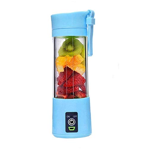 Portable Juicer Blender, Household Fruit Mixer - Six Blades in 3D, 380ml Fruit Mixing Machine with USB Charger Cable for Superb Mixing, USB Juicer Cup(Blue)