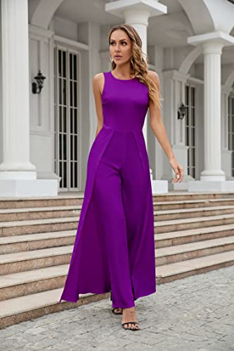 VERWIN Patchwork Overlay Embellished Plain Women's Jumpsuit High-Waist Woman Romper M