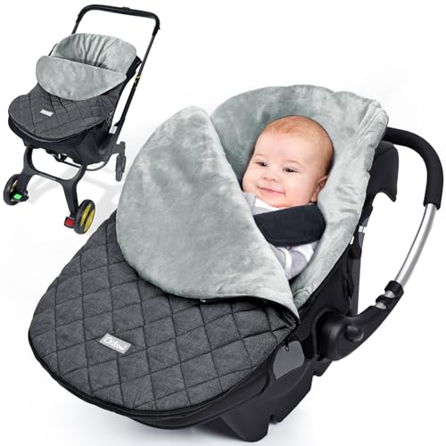 Orzbow Universale Sacco per Ovetto Invernale, Impermeabile Sacco a Pelo Termico per Seggiolino Auto (Maxi-Cosi/Römer/Cybex) con Imbracature a 3 e 5 Punti, Primavera e Autunno, Fodera Corta in Peluche