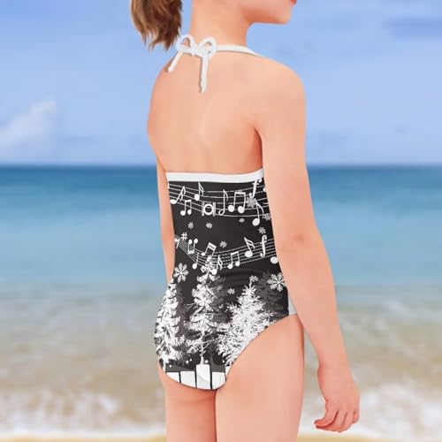 Image of Girls One Pieces Christmas Swimsuit Cute Swimwear Bathing Suits Beach Sport Halter Swimwear Vacation Pool Party Size
