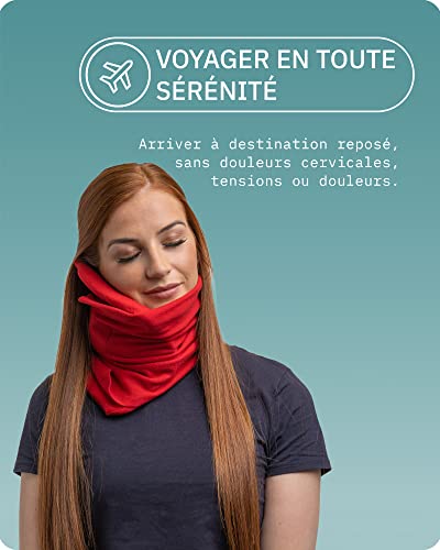 Trtl Travel Pillow Rouge Oreiller Cervical Peu Encombrant Voyage Reposant En Avion Voiture Et Bus Systeme De Soutien Unique Lavable En Machine