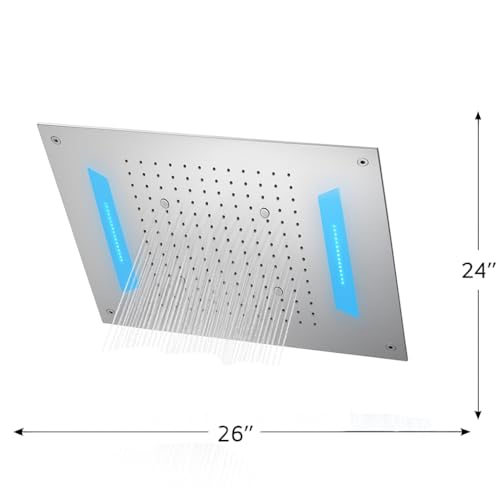 Image of Aquieen 3 inlet rain and mist shower SS304 Ceiling Shower (26 inch X 24 inch Rain + Waterfall + MIst + LED)
