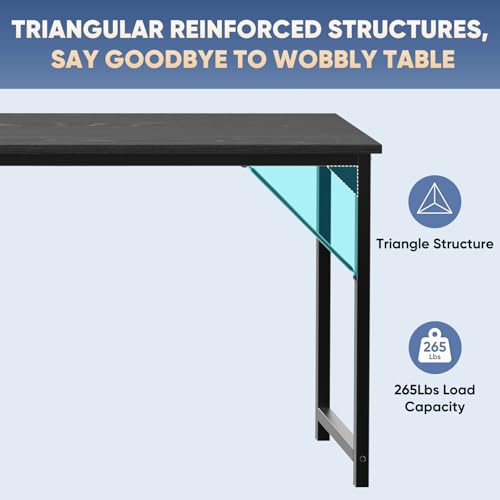 Image of DUMOS 63 Inch Office Computer Desk Modern Simple Style Writing Study Work Table for Home Bedroom - Wood Black