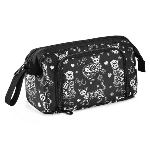 Image of Death Cat Big Capacity Pencil Pen Case Large Pencil Pouch | Portable Multi Compartment Zipper Pencil Bags Stationery Storage for Men Women College Office