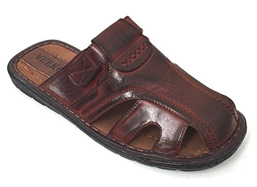 G4U-CTS Men's Sandals Adjustable Strap Closed Toe Slide Casual Fisherman Summer Flip Flops Shoes (8 D(M) US, Brown-097)