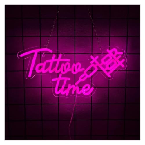 BYNGQW Luces de neón Letrero De Neón Tattoo Time Con Luz LED Regulable Y Alimentación Por USB Para Salón De Tatuajes, Estudio, Negocio, Decoración De Pared, 42cmx21cm