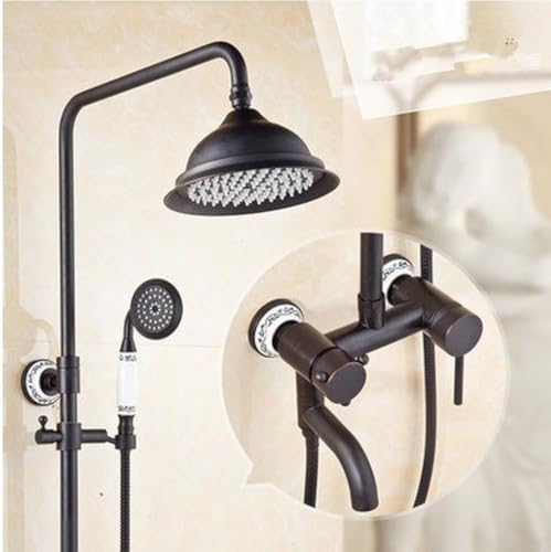 Mitigeur douche pluie noir laiton mural complet avec douchette Gowe - 2