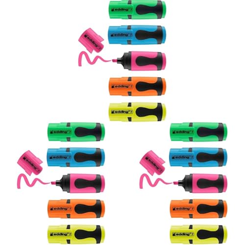 Edding 7 minimarcador fluorescente - colores neón - 5 rotuladores fluorescentes - punta biselada 1-3 mm - en colores modernos - para bullet journal, escuela, colegio, universidad u oficina