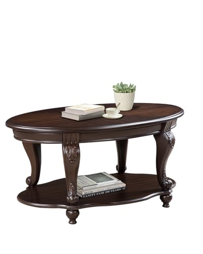 LKTART Oval Wood Coffee Tables for Living Room, Vintage Round