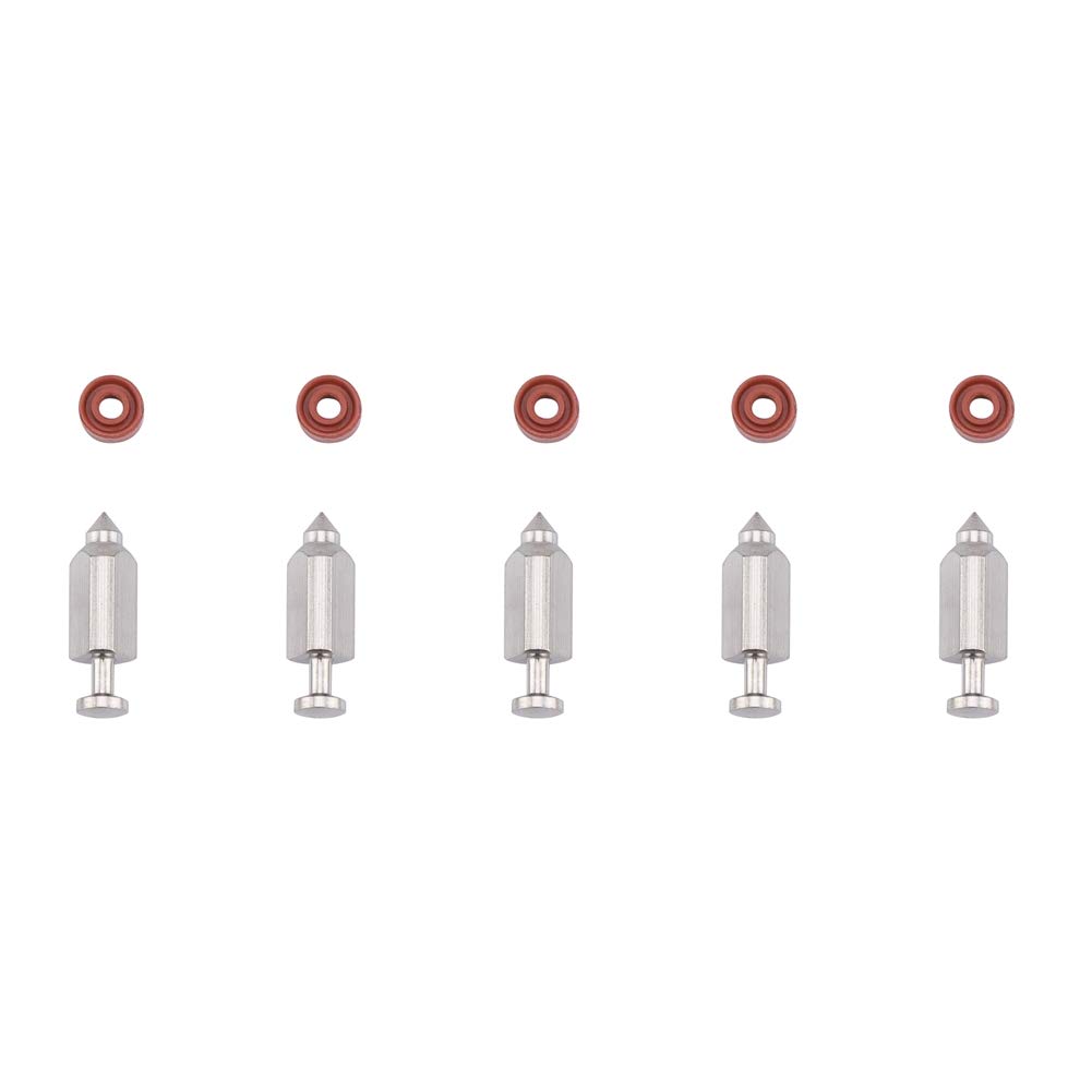 5 Pezzi Kit di Riparazione della Guarnizione della Sede dell'ago del Carburatore, Ago per Carburatore in Metallo con Guarnizione in Gomma, per 398188