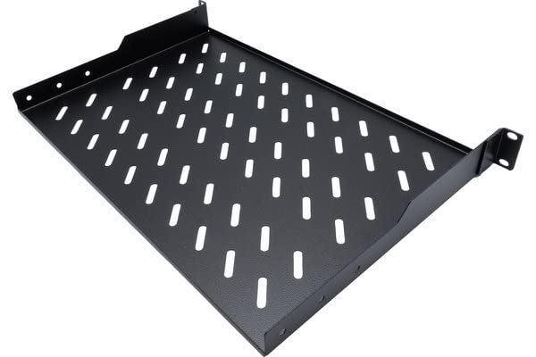 Etagère fixe 1U, 2 pts, prof. 300mm, noire, 30 kg