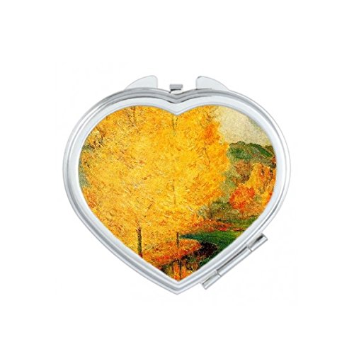 Miroir de poche Paul Gauguin design coeur pour maquillage de style impressionniste