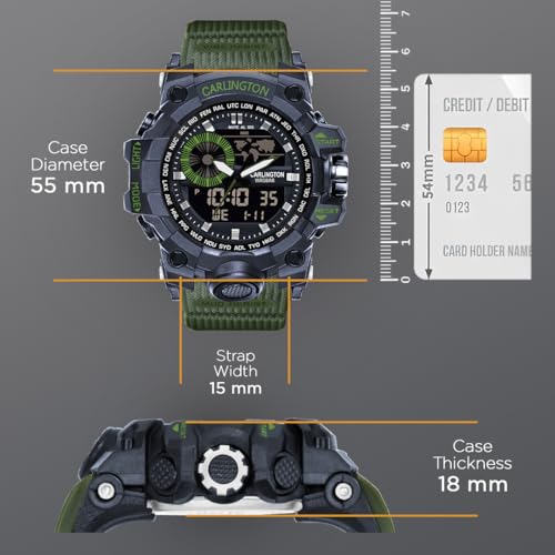 Image of Carlington Analog-Digital Sports Watch: Chronograph, Dual Time, Alarm, Stopwatch, Water-Resistant, Shock-Resistant, Back Light Display- The Perfect Watch for Men and Boys - CT3388