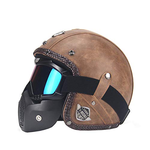 Wenjhen pu leather helmet 3/4 motorcycle chopper bicycle helmet v…