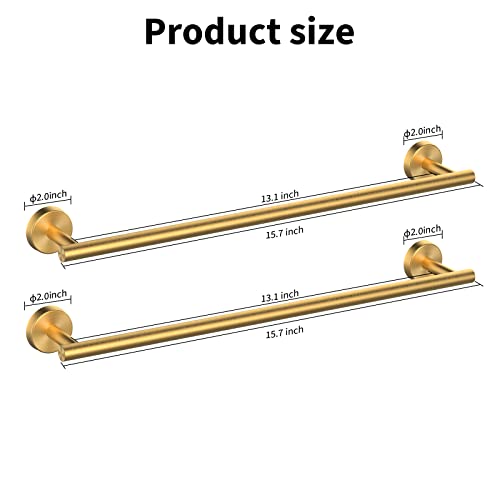 Cilee 2 Pieces Brushed Gold Bathroom Towel Bar, 16 Inch Double Towel Racks,Bathroom Towel Holder Towel Hanger For Bathroom Stainless Steel Wall Mount #TOP4