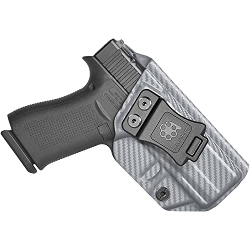 Amberide IWB KYDEX Compatible with Glock 43/43X & Glock 43X MOS Pistol | Inside Waistband | Adjustable Cant | US KYDEX Made (Dark Grey Carbon Fiber, Right IWB)