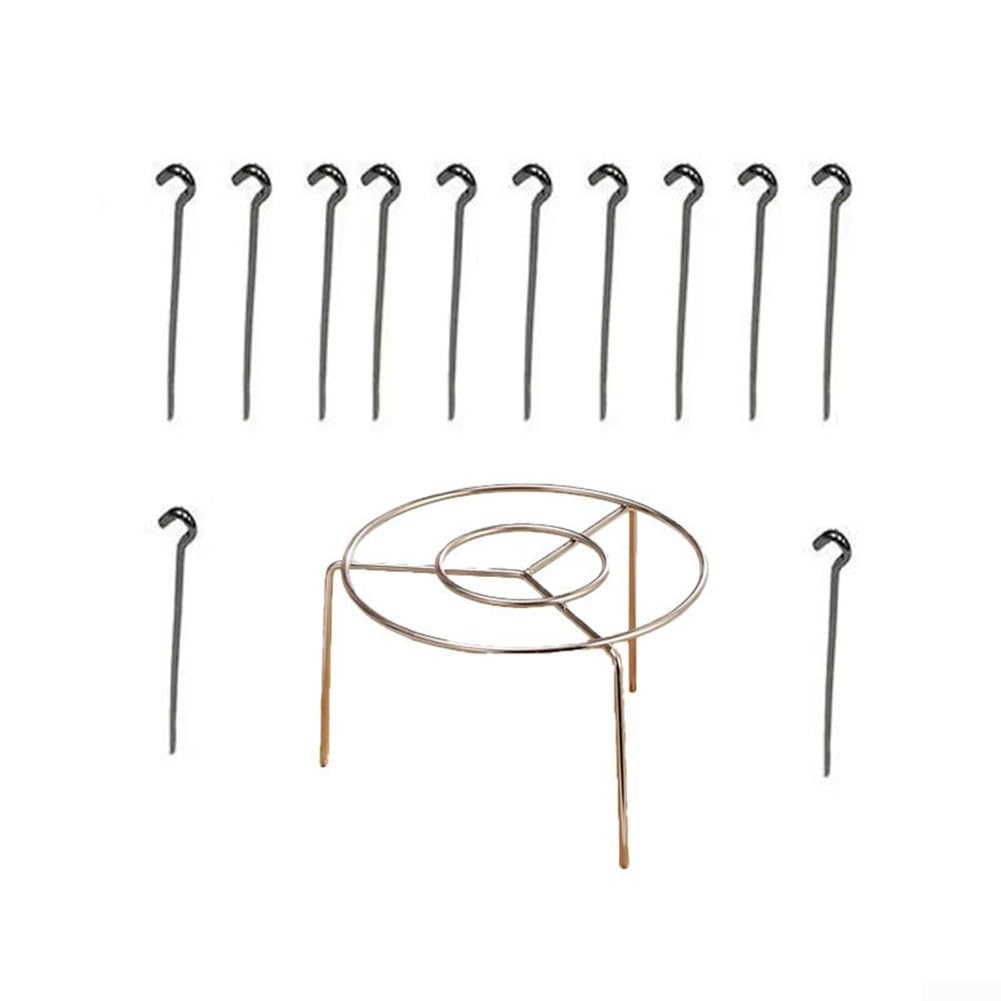 Stainless Steel Air Fryer Skewers Rack with 12 Hooks for Dual Basket Fryers - Vertical Kebab Holder for Meat & Veggies - Indoor Outdoor Cooking Tool - Silver Metal Grill Insert(grill+12 pcs)