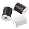 Craftdady 3 Rolls of 1mm Waxed Cotton Cord 300 Yards Beading Thread String for Jewelry Making Crafting (Black/White/Coconutbrown)