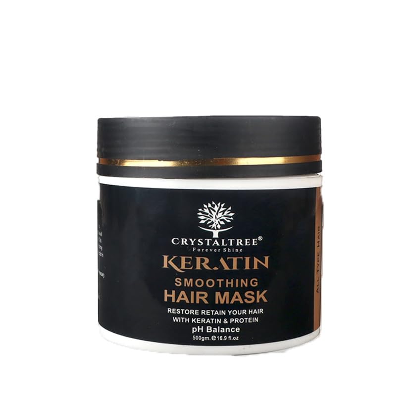 Crystal Tree Keratin Hair Mask | Deep Conditioning & Repair | Intense Hydration for Dry, Damaged, Frizzy Hair | Professional Smoothing Treatment | Restores Shine & Softness | Sulfate & Paraben Free | pH Balanced Hair Care 500 gram-image-9