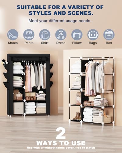 Image of Mavivegue Fabric Wardrobe, 45 x 107 x 161 cm Portable Wardrobe