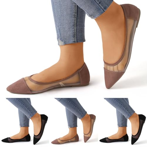 Pointed Toe Flats for Women Ballet Slip On Dress Shoes Mesh Breathable Comfortable Fashion Casual Lightweight Business Work Office Womens Low Top Non-Slip Dance Flats Walking Shoes2