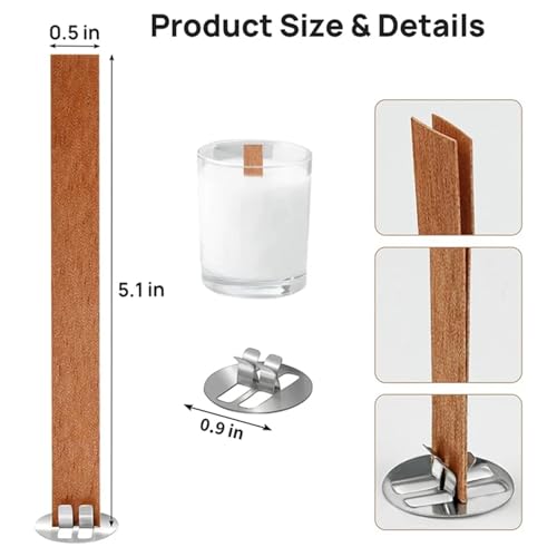 Mechas de madera para velas pack 200 con clips metálicos miniatura 4
