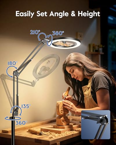 Image of Ring Light with Stand & Lockable Wheels, Ring Light Tripod for iPhone with Phone Holder for Video Recording, Overhead Phone Mount, 30 Lighting Combinations, Perfect for Crafts /Live Streaming /Tutorials