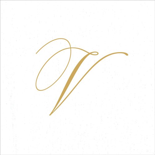 Caspari Recevez con los servilletas cóctel White Pearl Paper Linen, Paquete de 30, Letra V, Oro, Tela, Color Blanco Perla, 12.5 x 12.5 x 0.2 cm