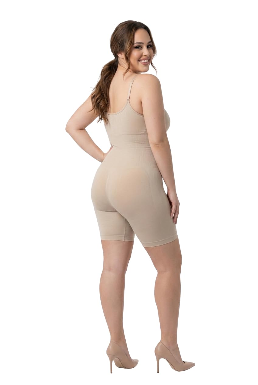Women Seamless Full Body Shapewear Bodysuit Tummy Control Thigh Slimmer Waist Trainer Butt Lifter Body Shaper Camisole Adjustable Straps Compression Shaping Jumpsuit for Women-image-22