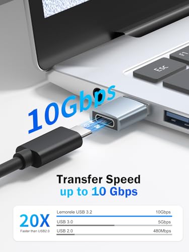 Image of Lemorele 10Gbps USB to USB C Adapter 6 Pack, Type C Female to USB A Male Adaptor Fast Charge and Sync Converter Compatible with All USB A Devices: Computer, Laptops, Chargers, and MacBook