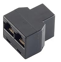 1aTTack.de 1x - RJ12 Kupplung auf 2x RJ12 Kupplung Adapter Vergoldete Kontakte Kunststoff Stecker Vergossen Geschirmt Schwarz