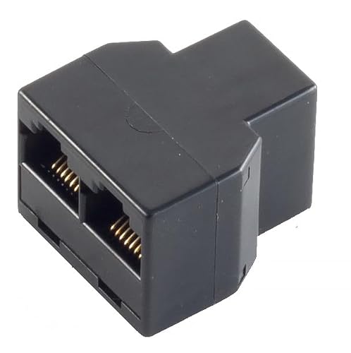 1aTTack.de 1x - RJ12 Kupplung auf 2x RJ12 Kupplung Adapter Vergoldete Kontakte Kunststoff Stecker Vergossen Geschirmt Schwarz