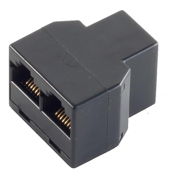 1aTTack.de Adattatore di accoppiamento RJ45 1x a 2x RJ45 con contatti placcati in oro, spina in plastica stampata, schermata, nera
