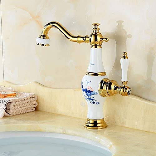 Robinet rétro de salle de bain doré au design vintage élégant