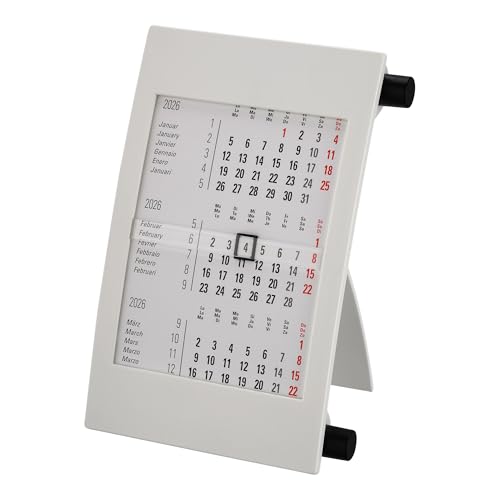 Tischkalender + 2026/2027 + Monatskalender 3 Monate Kalender Kalendarium Stehkalender Ausstellkalender Bürokalender 2 Jahr Jahre 24 Monat Monate Quer Büro Hoch – Made in Germany - Variante 1