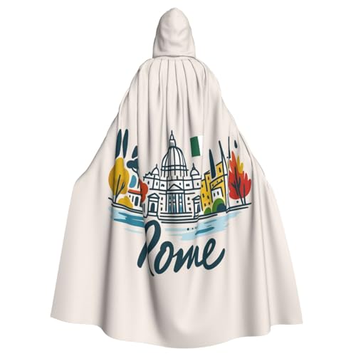 ggasdvjj Disfraz unisex de paisaje urbano de Roma con estampado italiano con capucha, para fiesta de disfraces, capa de Halloween, capa de fiesta temática.