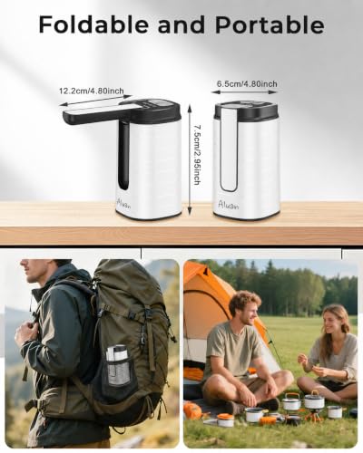 Image of Aluan Automatic Water Can Dispenser Pump for 20 Litre Bottle-Big Battery Portable C Type USB Rechargeable Water Pump Dispenser for Home-with Low Noise & High Efficiency (White)