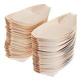 hhhlsl Disposable Food Boats 100Pcs 4x2 Smooth & Non Toxic Wooden Boat Plates Multi-Purpose Food Serving Tray for Sushi, Takoyaki, Salad, Chips, Fried Chicken