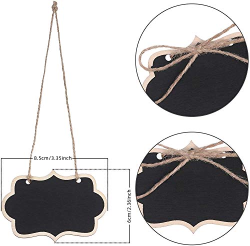 Image of CVANU 15 Pcs Mini Chalkboards Signs Hanging Rectangle Chalkboards Double Sided Blackboard Message Board Hanging Signs for Weddings, Kids Crafts C-2