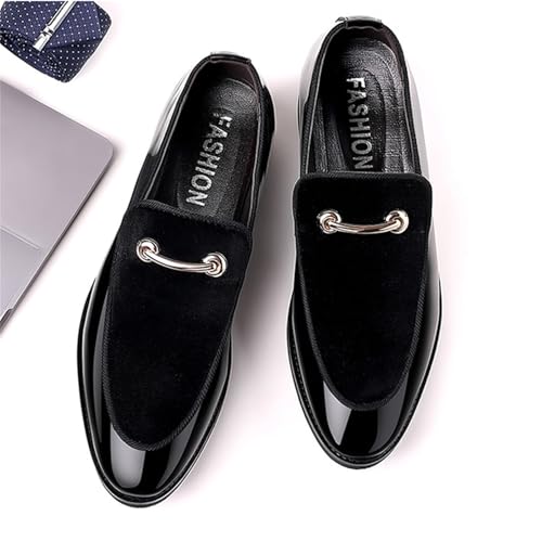 Men's Fashion Patent Leather Slip on Dress Loafers Business Casual Formal Tuxedo Shoe Party Wedding Velvet Penny3
