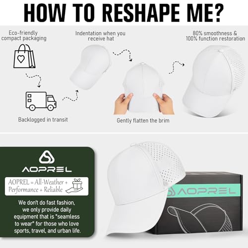 Image of AOPREL Baseball Cap Breathable Mesh Golf Hat Quick Dry Adjustable Baseball Hats for Men and Women Sport Running Workout