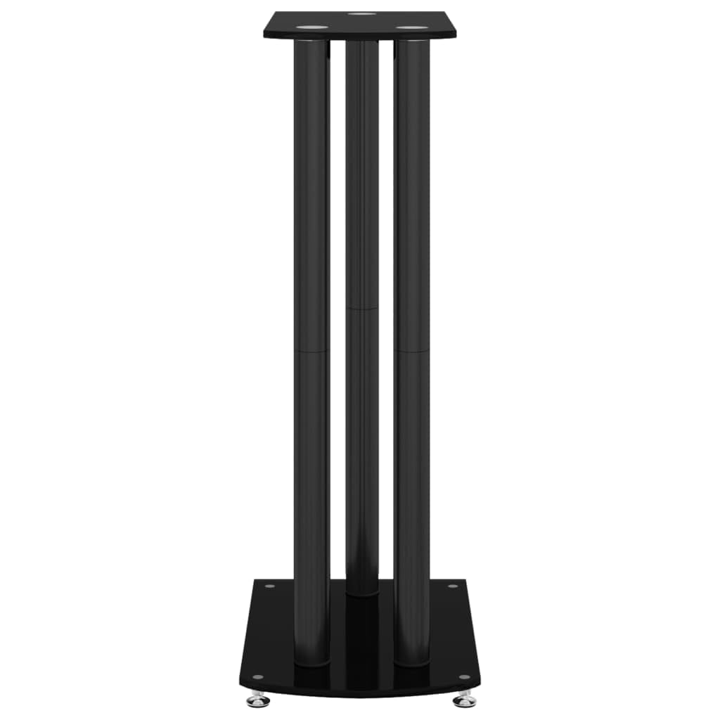 vidaXL Luidsprekerstandaards 2 st 1 pijler gehard glas zwart en zilver, speakerstandaard, speakertoren, speaker standaard universeel