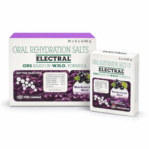 ELECTRAL Oral Rehydration Salts I.P. Blackcurrant Blast Flavor | WHO Formula ORS | Pack of 100 Sachets 4.40g Each for Hydration & Electrolyte Balance