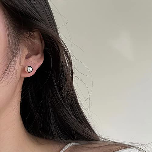 Cute Bead Ball Double Sided Front Back Stud Earrings for Women 925 Sterling Silver Cartilage Sleeper Ear Jackets Studs Earring Fashion 2 in 1 Jewelry Gifts for Daughter Hypoallergenic3