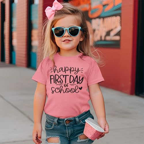 Image of Girls Boys Happy First Day of School Shirts Kid Back to School T-Shirt Kindergarten 1st 2nd Grade Outfits Tees Tops
